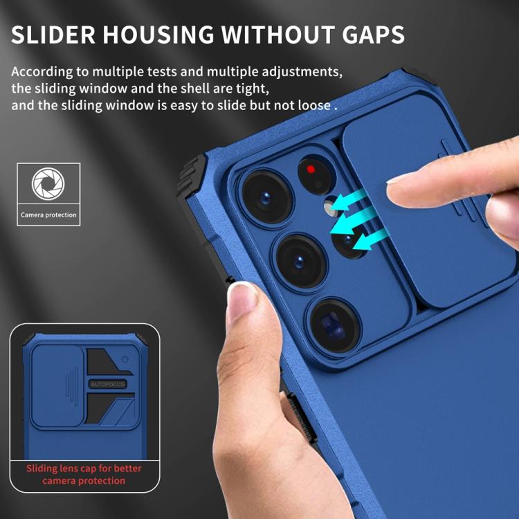 For Samsung Galaxy S25 Ultra 5G Stereoscopic Holder Sliding Camshield Phone Case
