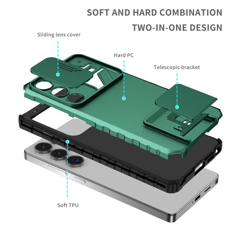 For Samsung Galaxy S25 Ultra 5G Stereoscopic Holder Sliding Camshield Phone Case