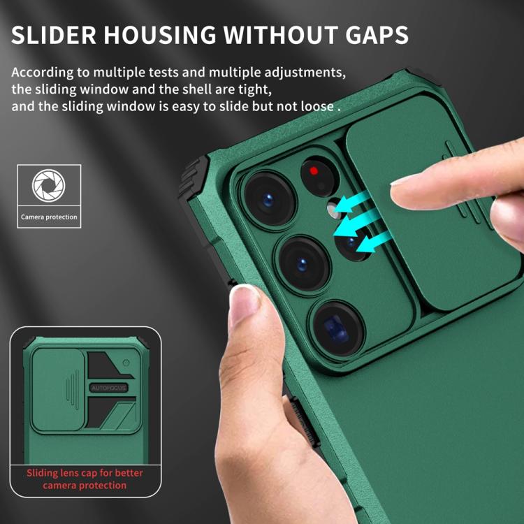 For Samsung Galaxy S25 Ultra 5G Stereoscopic Holder Sliding Camshield Phone Case
