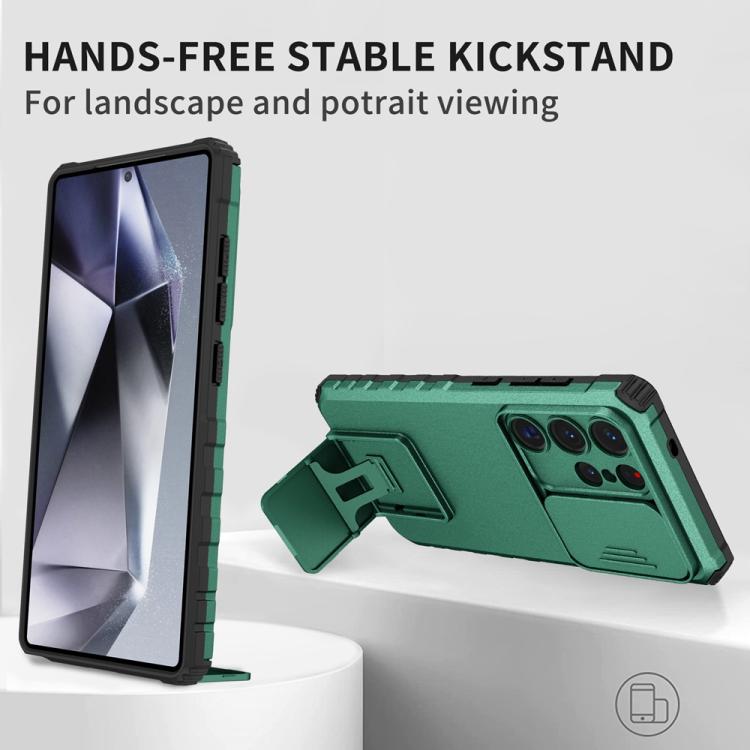 For Samsung Galaxy S25 Ultra 5G Stereoscopic Holder Sliding Camshield Phone Case