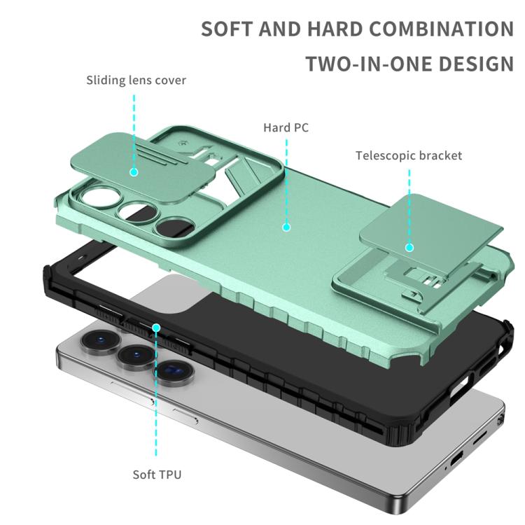 For Samsung Galaxy S25 Ultra 5G Stereoscopic Holder Sliding Camshield Phone Case