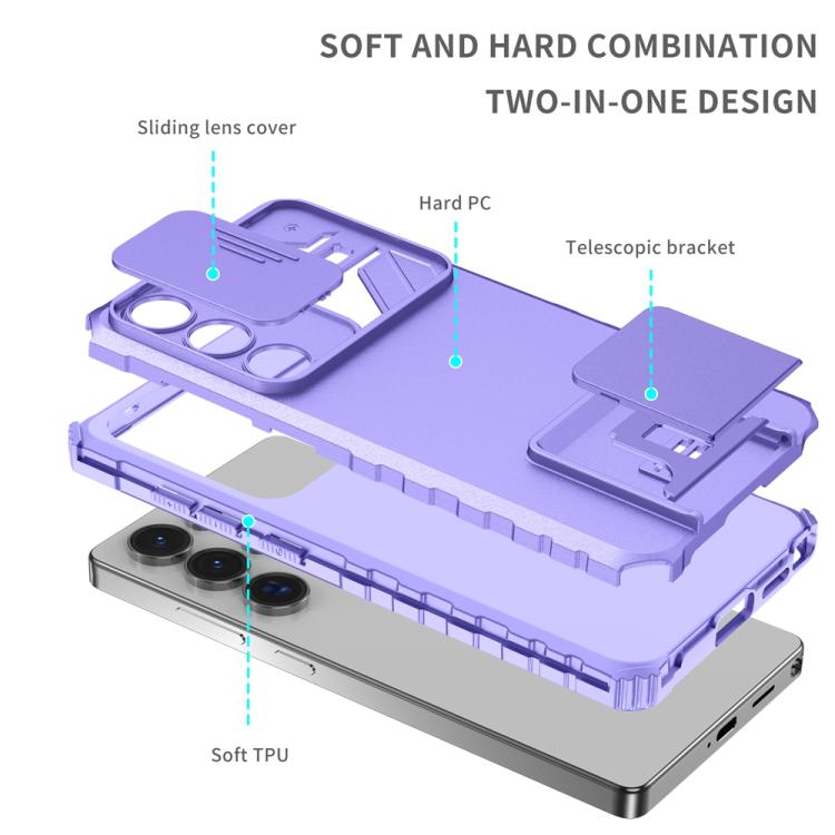 For Samsung Galaxy S25 Ultra 5G Stereoscopic Holder Sliding Camshield Phone Case