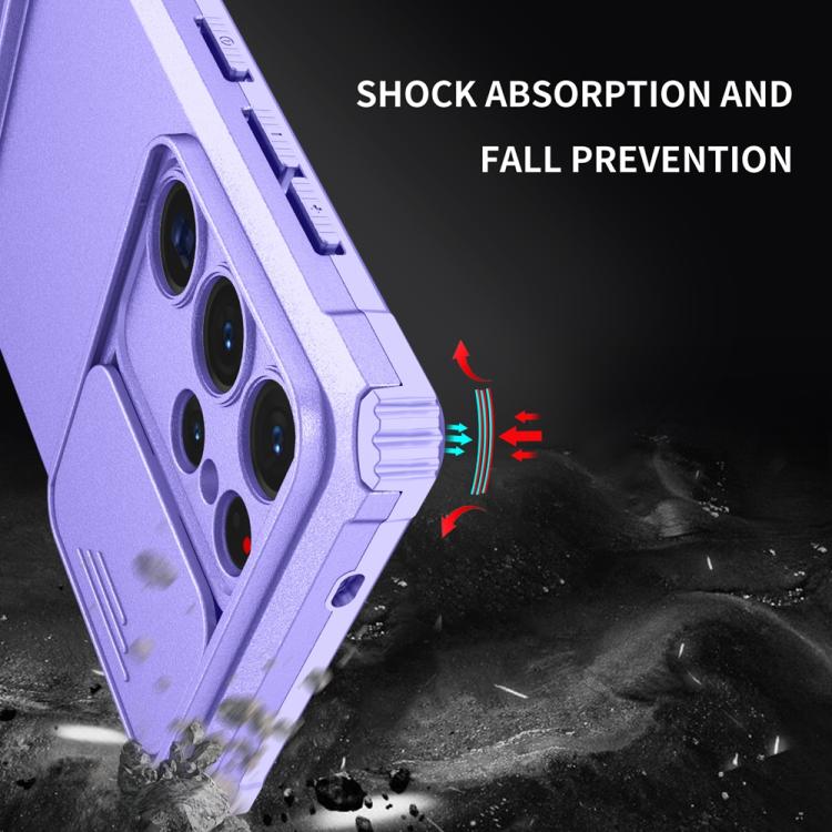 For Samsung Galaxy S25 Ultra 5G Stereoscopic Holder Sliding Camshield Phone Case