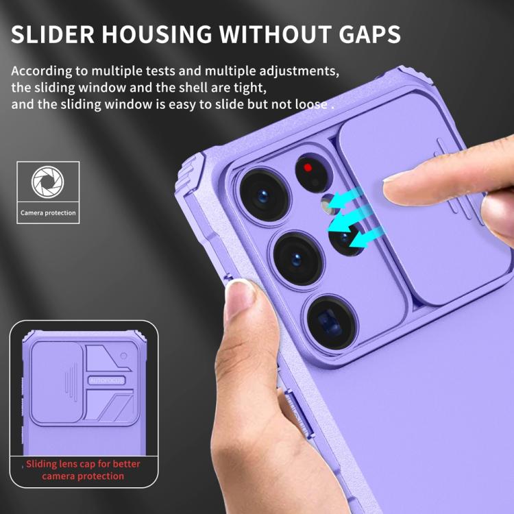 For Samsung Galaxy S25 Ultra 5G Stereoscopic Holder Sliding Camshield Phone Case