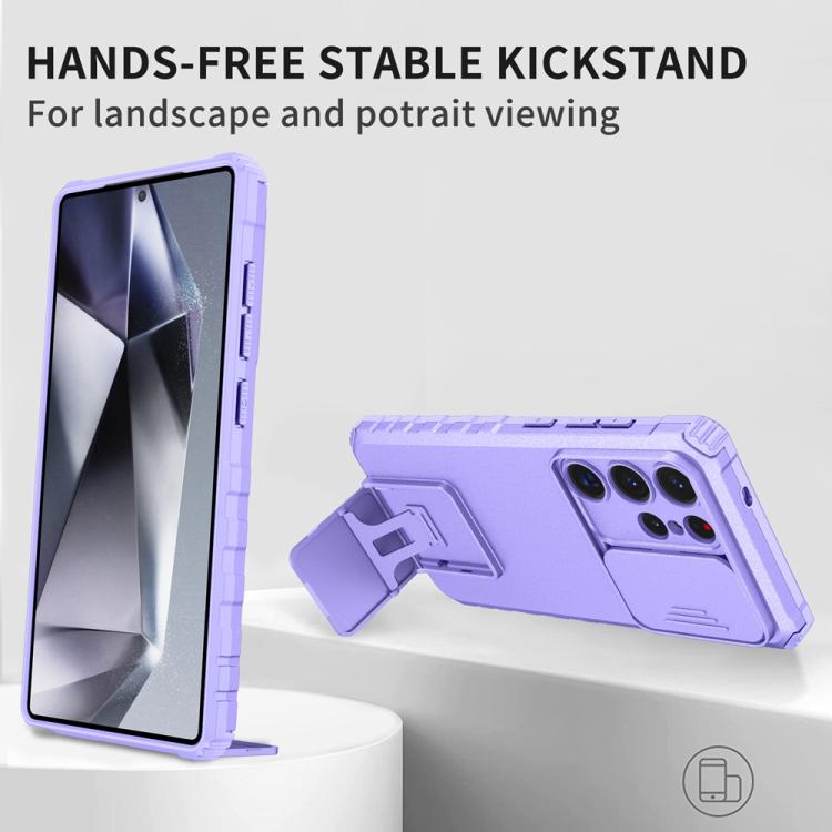 For Samsung Galaxy S25 Ultra 5G Stereoscopic Holder Sliding Camshield Phone Case