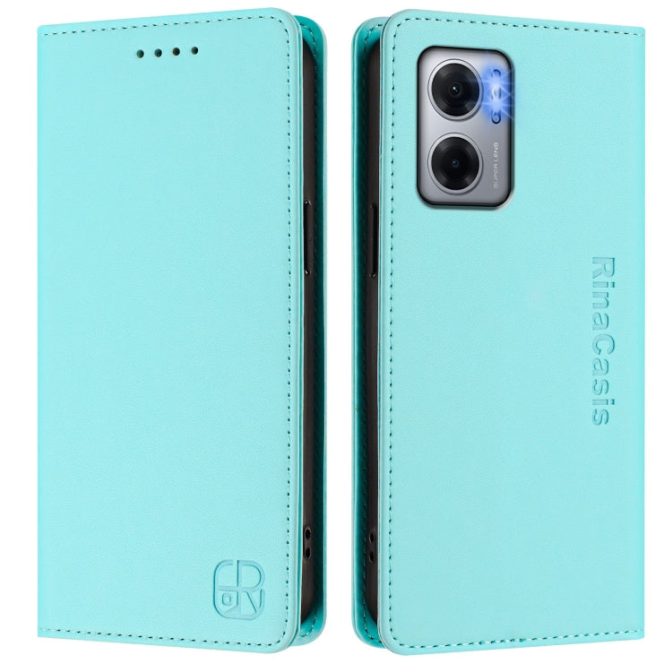 For Redmi 10 5G / 10 Prime+ 5G Global RC01 Dual-Folded Magnetic Suction RFID Leather Phone Case