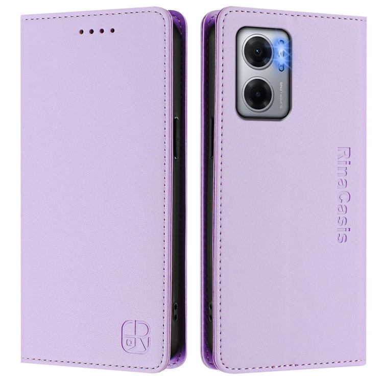 For Redmi 10 5G / 10 Prime+ 5G Global RC01 Dual-Folded Magnetic Suction RFID Leather Phone Case