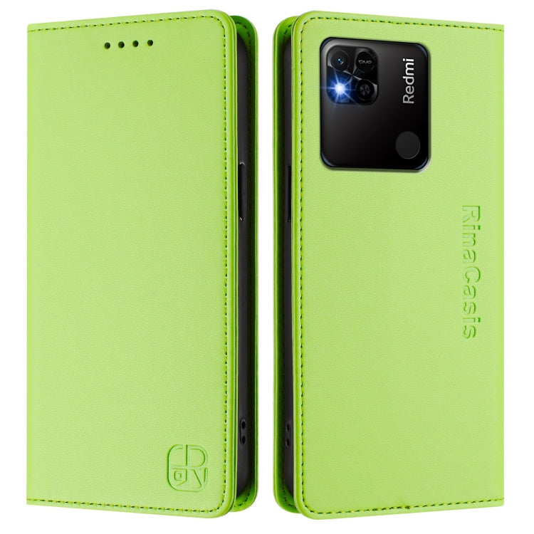 For Redmi 10A / 9C RC01 Dual-Folded Magnetic Suction RFID Leather Phone Case