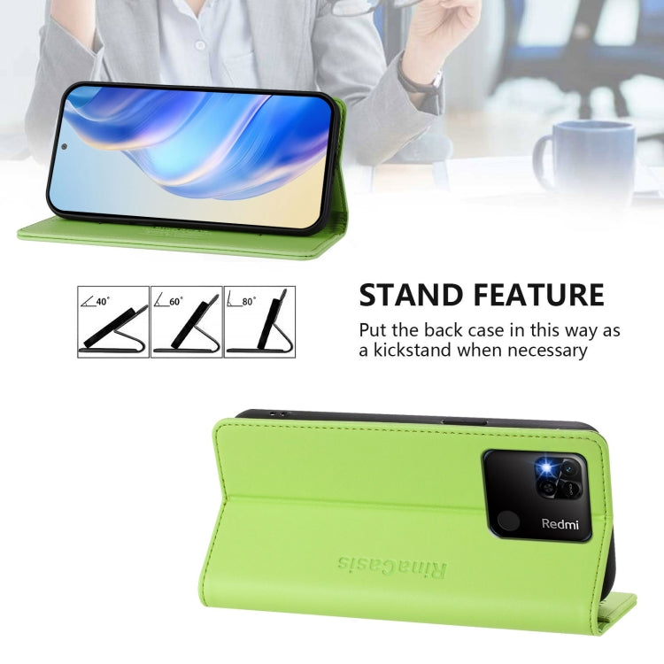 For Redmi 10A / 9C RC01 Dual-Folded Magnetic Suction RFID Leather Phone Case