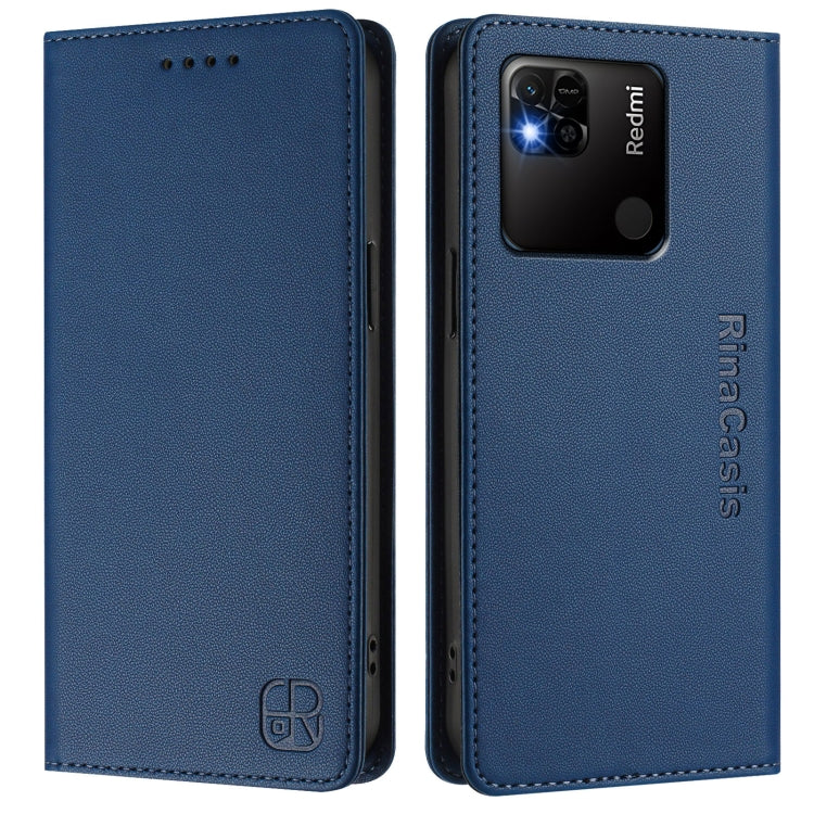For Redmi 10A / 9C RC01 Dual-Folded Magnetic Suction RFID Leather Phone Case