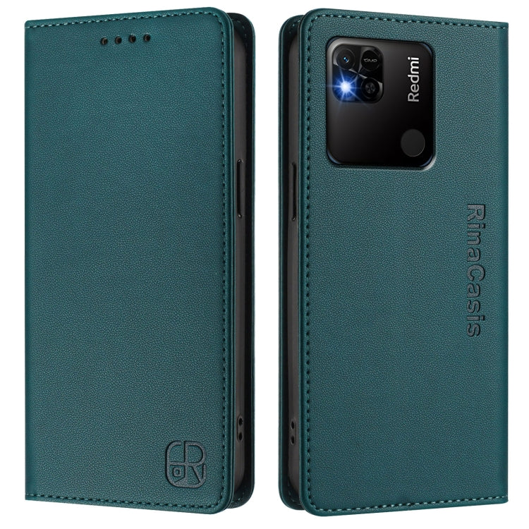 For Redmi 10A / 9C RC01 Dual-Folded Magnetic Suction RFID Leather Phone Case