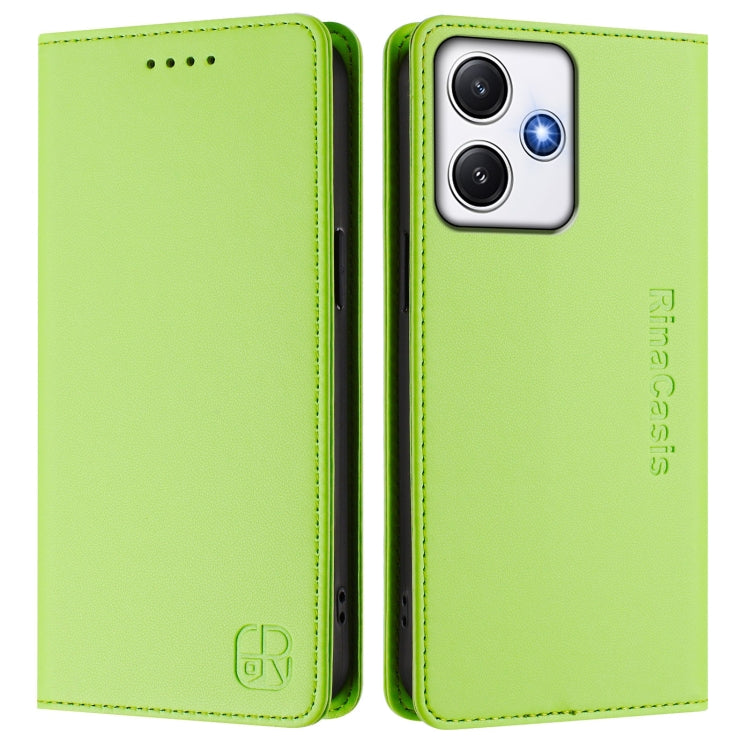 For Redmi 12 5G / 4G Global / Note 12R RC01 Dual-Folded Magnetic Suction RFID Leather Phone Case
