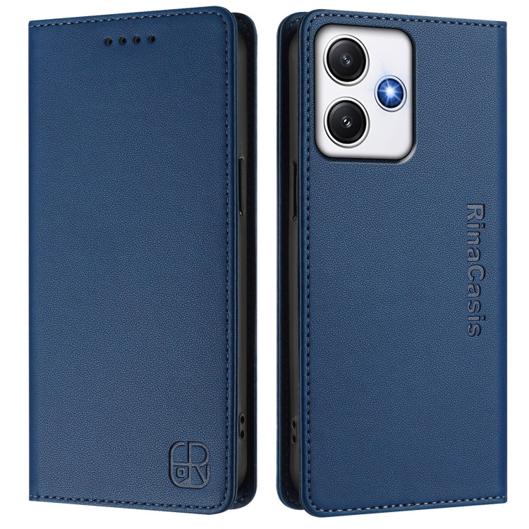 For Redmi 12 5G / 4G Global / Note 12R RC01 Dual-Folded Magnetic Suction RFID Leather Phone Case