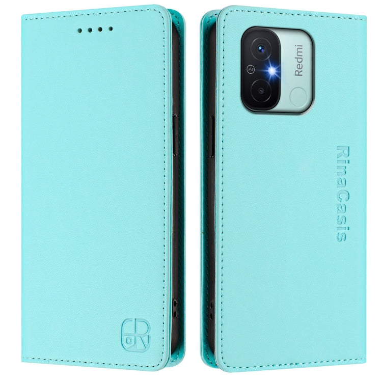 For Redmi 12C / 11A RC01 Dual-Folded Magnetic Suction RFID Leather Phone Case
