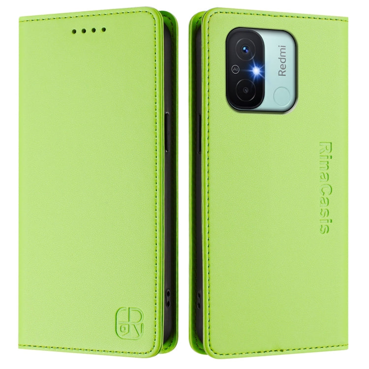 For Redmi 12C / 11A RC01 Dual-Folded Magnetic Suction RFID Leather Phone Case