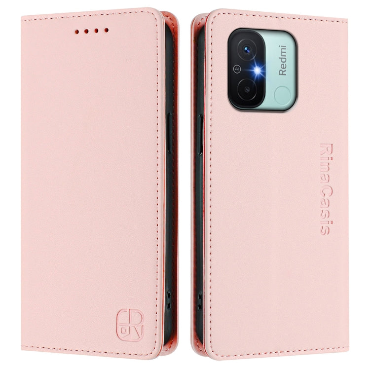 For Redmi 12C / 11A RC01 Dual-Folded Magnetic Suction RFID Leather Phone Case