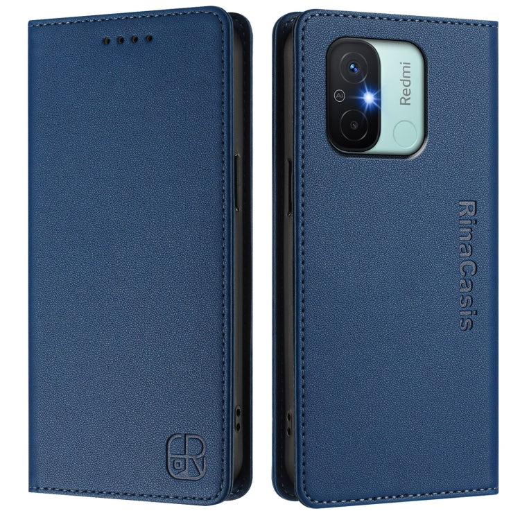 For Redmi 12C / 11A RC01 Dual-Folded Magnetic Suction RFID Leather Phone Case