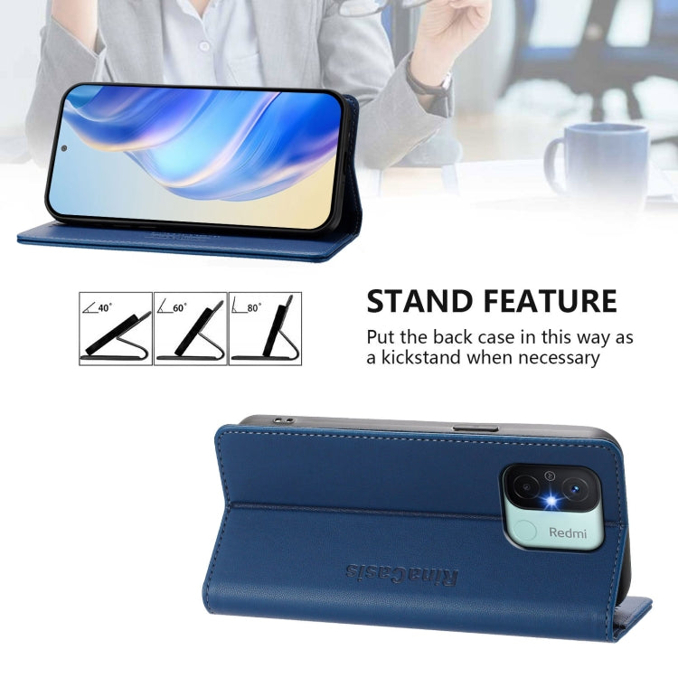 For Redmi 12C / 11A RC01 Dual-Folded Magnetic Suction RFID Leather Phone Case