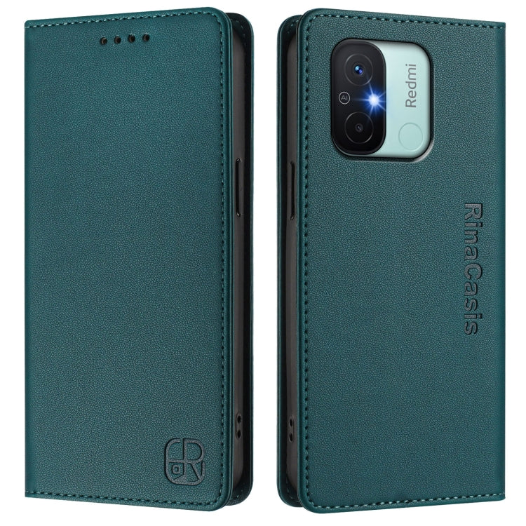 For Redmi 12C / 11A RC01 Dual-Folded Magnetic Suction RFID Leather Phone Case
