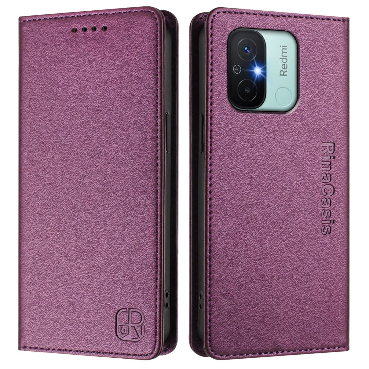 For Redmi 12C / 11A RC01 Dual-Folded Magnetic Suction RFID Leather Phone Case