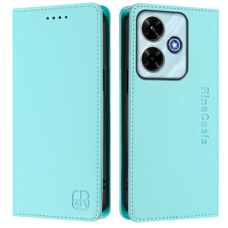 For Redmi 13 5G / 4G Global RC01 Dual-Folded Magnetic Suction RFID Leather Phone Case