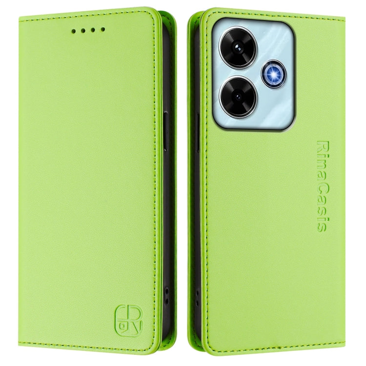 For Redmi 13 5G / 4G Global RC01 Dual-Folded Magnetic Suction RFID Leather Phone Case