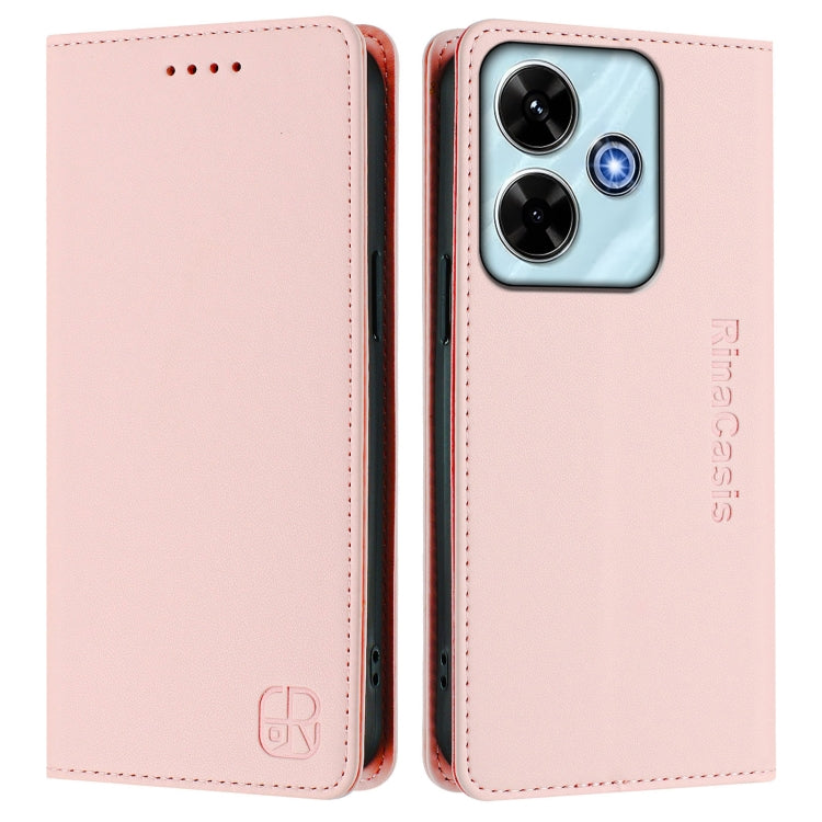 For Redmi 13 5G / 4G Global RC01 Dual-Folded Magnetic Suction RFID Leather Phone Case