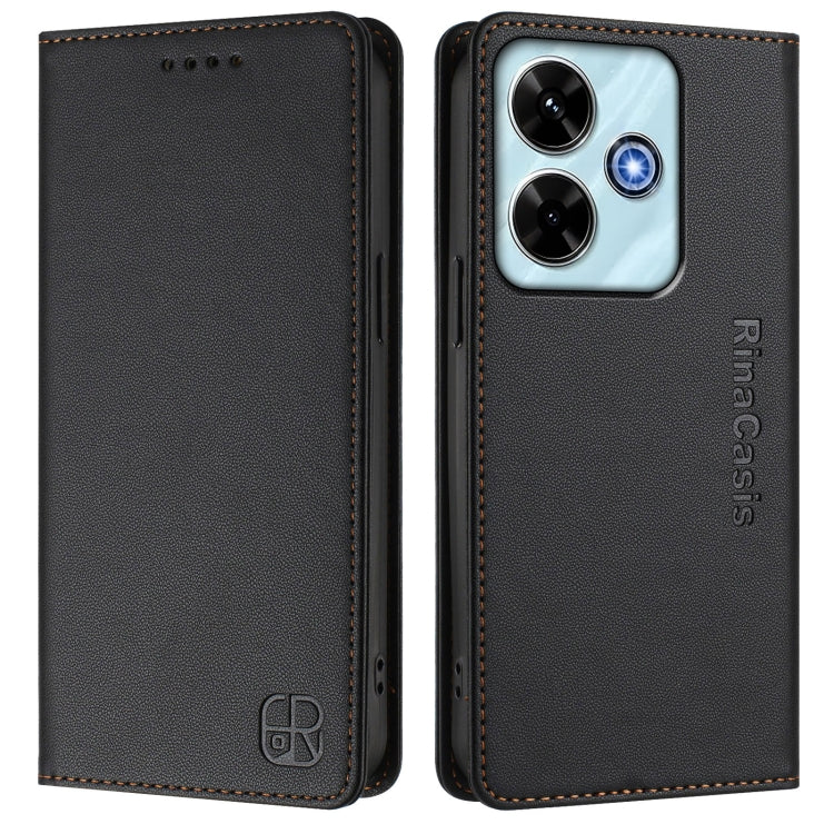 For Redmi 13 5G / 4G Global RC01 Dual-Folded Magnetic Suction RFID Leather Phone Case