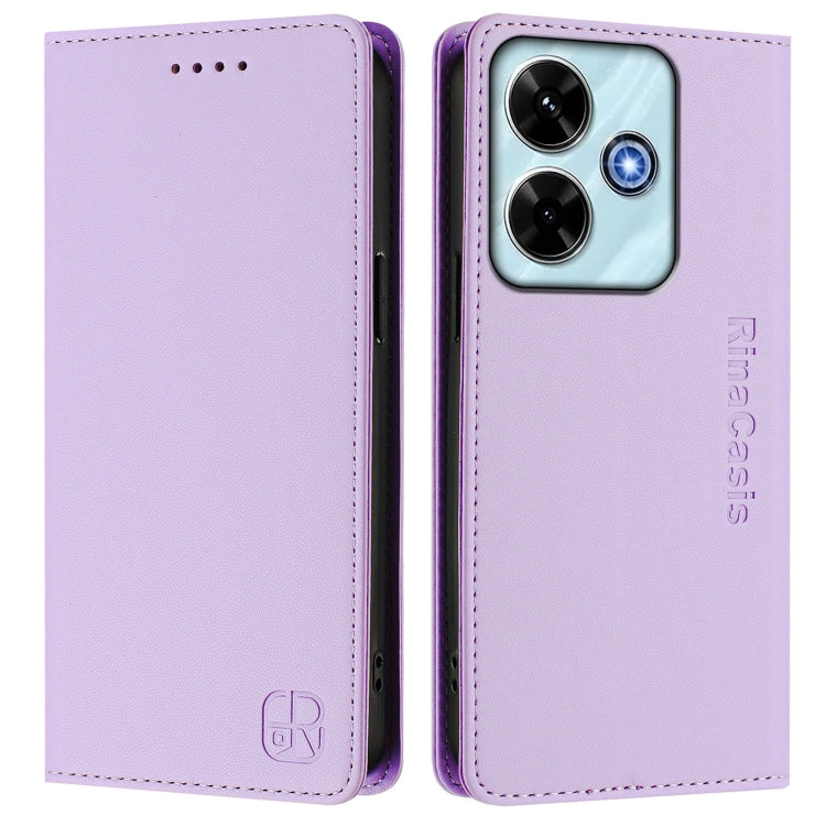 For Redmi 13 5G / 4G Global RC01 Dual-Folded Magnetic Suction RFID Leather Phone Case
