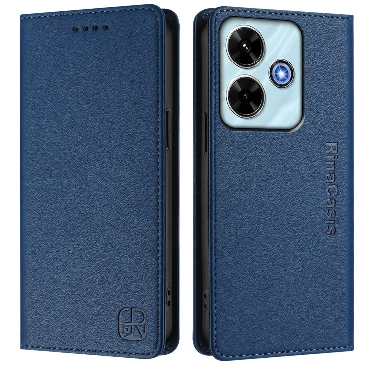 For Redmi 13 5G / 4G Global RC01 Dual-Folded Magnetic Suction RFID Leather Phone Case