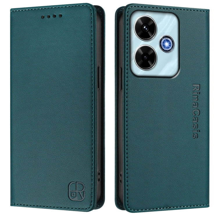 For Redmi 13 5G / 4G Global RC01 Dual-Folded Magnetic Suction RFID Leather Phone Case