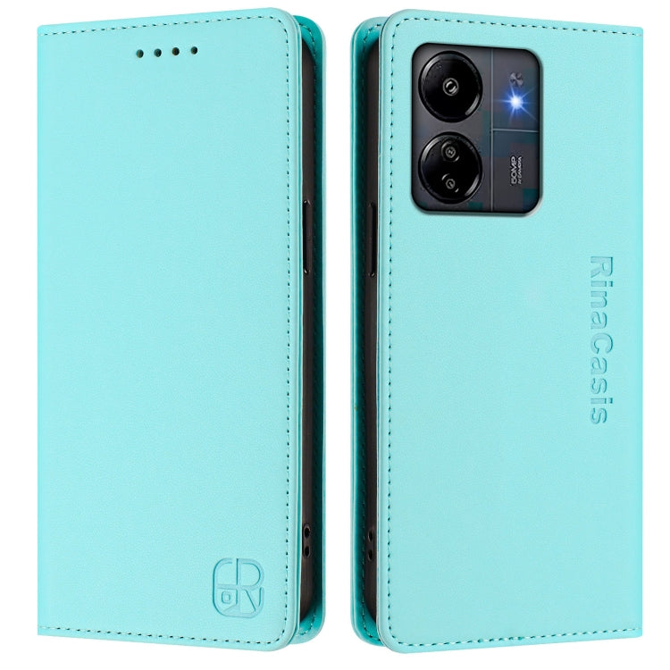 For Redmi 13C 5G / 4G Global RC01 Dual-Folded Magnetic Suction RFID Leather Phone Case