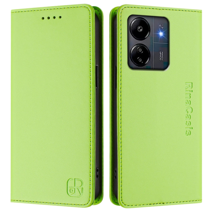For Redmi 13C 5G / 4G Global RC01 Dual-Folded Magnetic Suction RFID Leather Phone Case