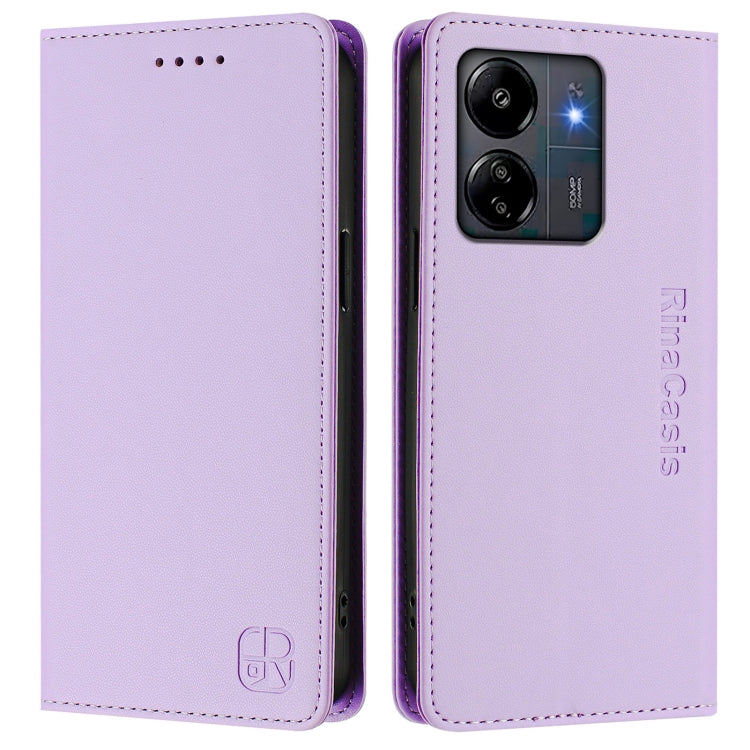 For Redmi 13C 5G / 4G Global RC01 Dual-Folded Magnetic Suction RFID Leather Phone Case