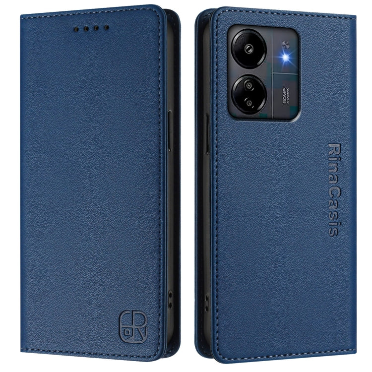 For Redmi 13C 5G / 4G Global RC01 Dual-Folded Magnetic Suction RFID Leather Phone Case