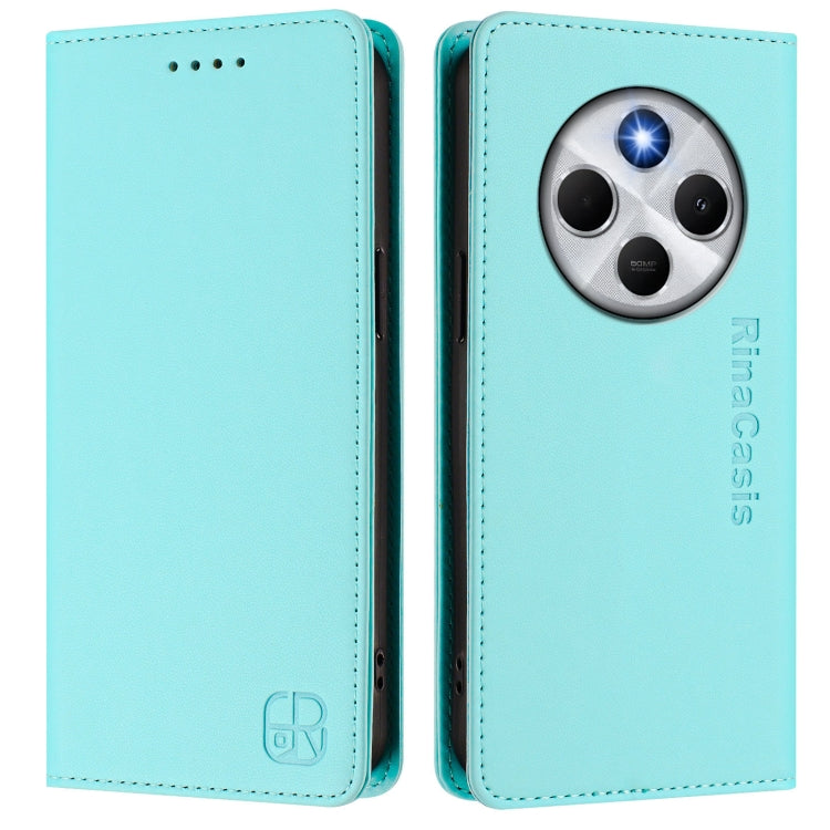 For Redmi 14C 4G / 14R 5G Global RC01 Dual-Folded Magnetic Suction RFID Leather Phone Case