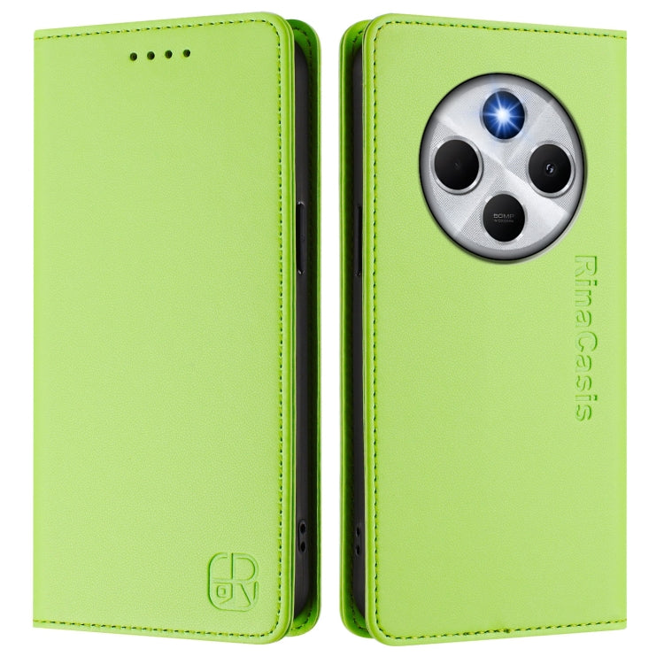 For Redmi 14C 4G / 14R 5G Global RC01 Dual-Folded Magnetic Suction RFID Leather Phone Case