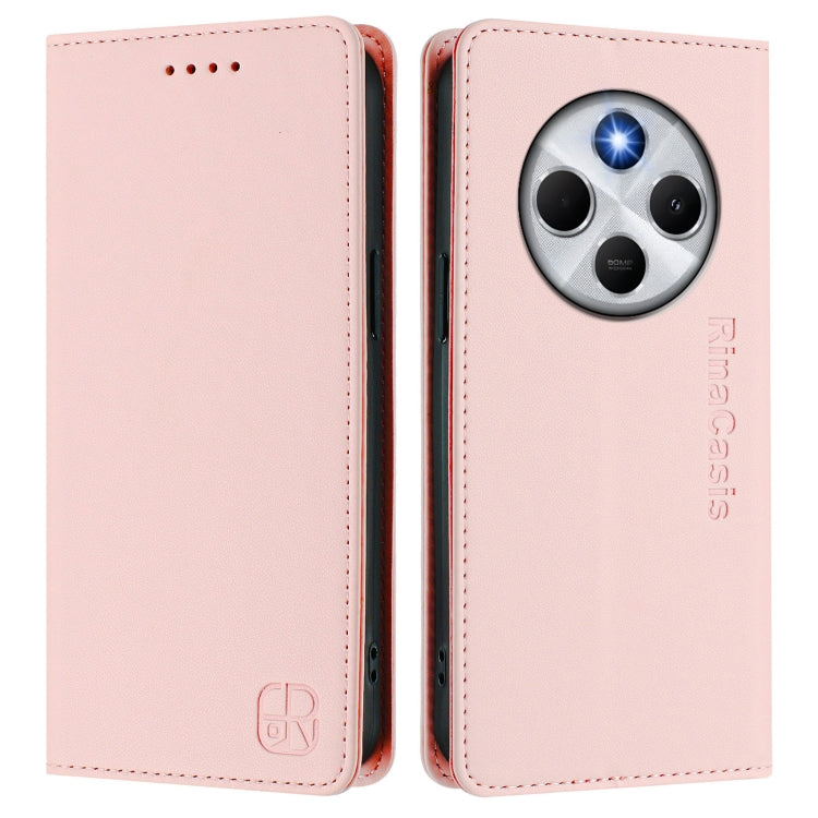 For Redmi 14C 4G / 14R 5G Global RC01 Dual-Folded Magnetic Suction RFID Leather Phone Case