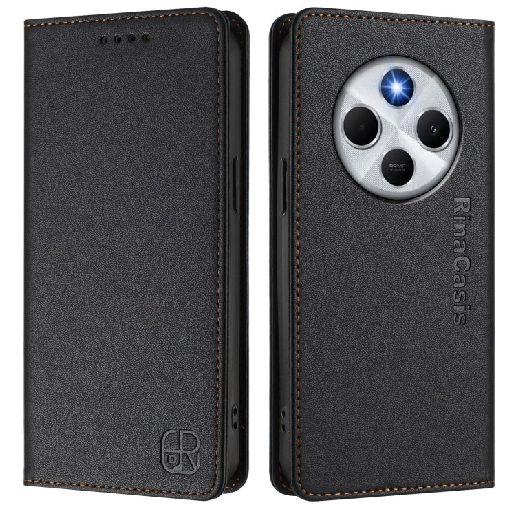 For Redmi 14C 4G / 14R 5G Global RC01 Dual-Folded Magnetic Suction RFID Leather Phone Case