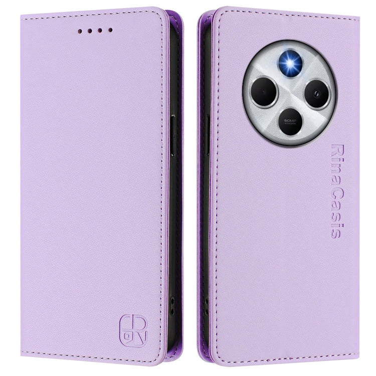 For Redmi 14C 4G / 14R 5G Global RC01 Dual-Folded Magnetic Suction RFID Leather Phone Case