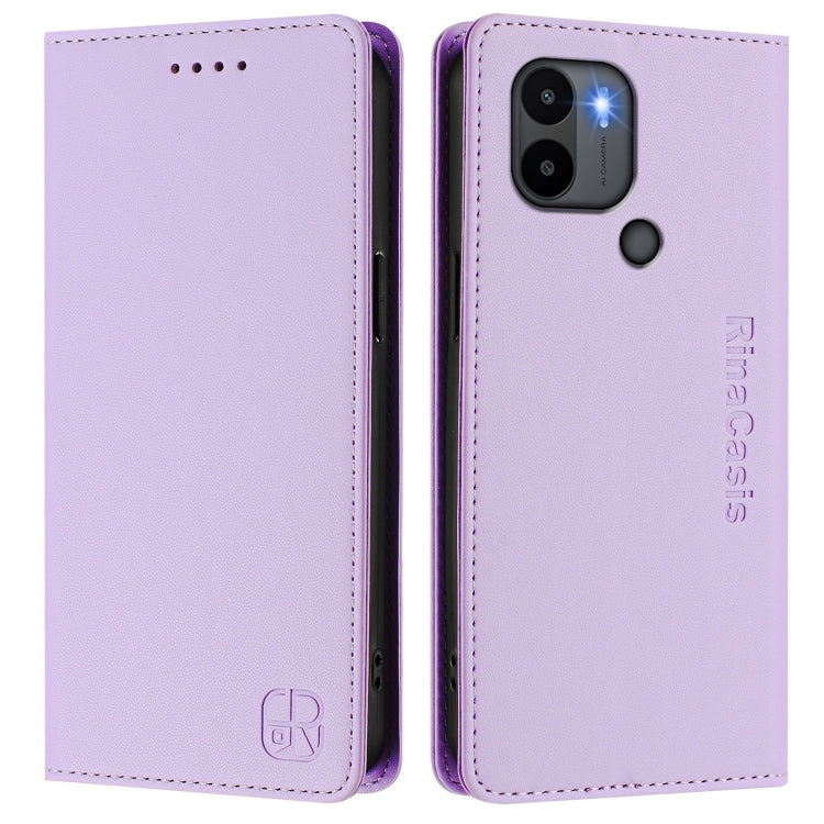 For Redmi A1+ 4G / Xiaomi Poco C50 4G RC01 Dual-Folded Magnetic Suction RFID Leather Phone Case