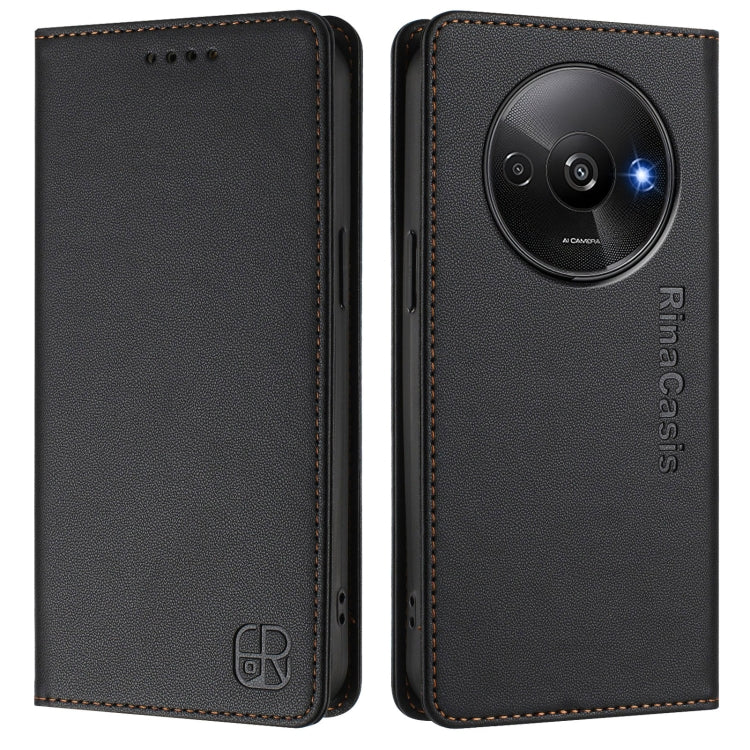 For Redmi A3 / Xiaomi Poco C61 4G Global RC01 Dual-Folded Magnetic Suction RFID Leather Phone Case