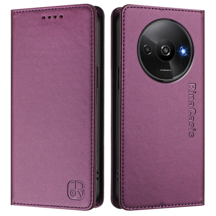 For Redmi A3 / Xiaomi Poco C61 4G Global RC01 Dual-Folded Magnetic Suction RFID Leather Phone Case