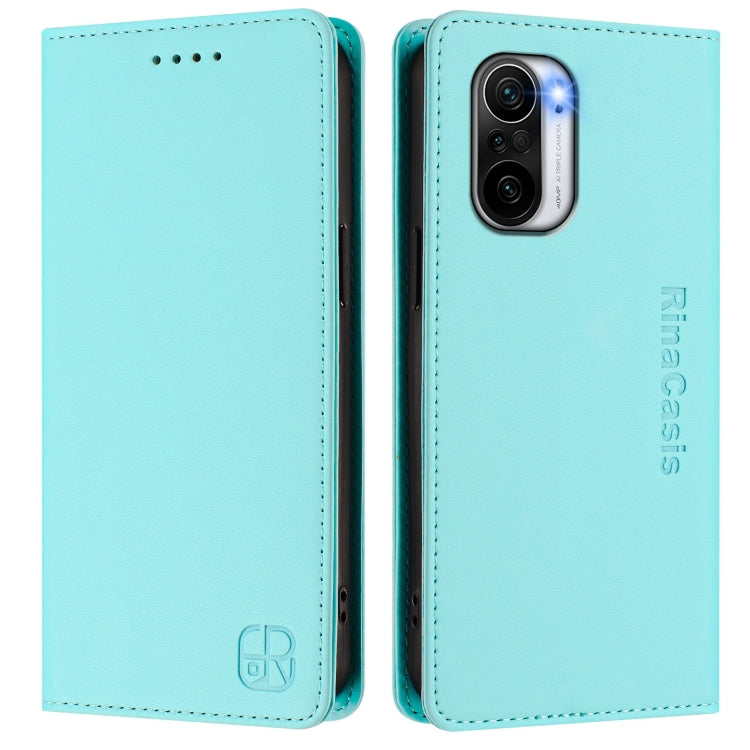 For Redmi K40 / K40 Pro RC01 Dual-Folded Magnetic Suction RFID Leather Phone Case