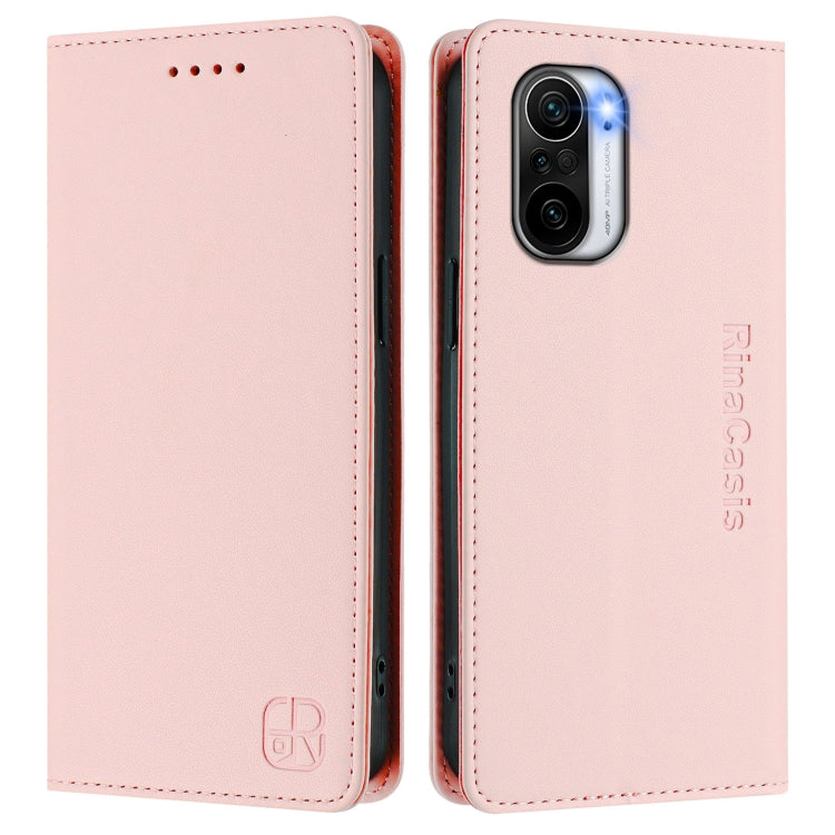 For Redmi K40 / K40 Pro RC01 Dual-Folded Magnetic Suction RFID Leather Phone Case