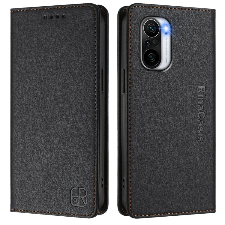 For Redmi K40 / K40 Pro RC01 Dual-Folded Magnetic Suction RFID Leather Phone Case