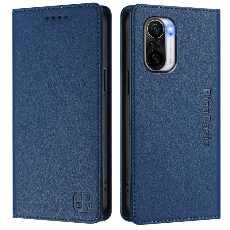 For Redmi K40 / K40 Pro RC01 Dual-Folded Magnetic Suction RFID Leather Phone Case