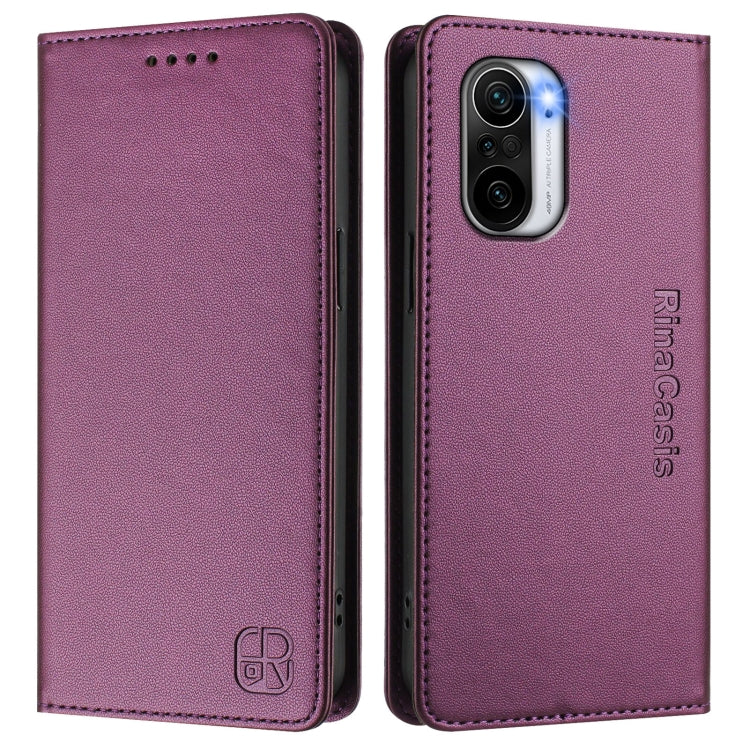 For Redmi K40 / K40 Pro RC01 Dual-Folded Magnetic Suction RFID Leather Phone Case