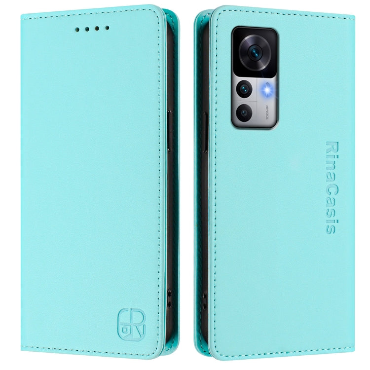 For Redmi K50 Ultra / Xiaomi 12T / 12T Pro RC01 Dual-Folded Magnetic Suction RFID Leather Phone Case