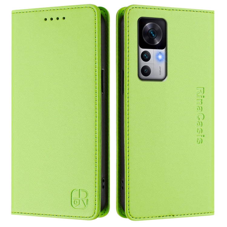For Redmi K50 Ultra / Xiaomi 12T / 12T Pro RC01 Dual-Folded Magnetic Suction RFID Leather Phone Case